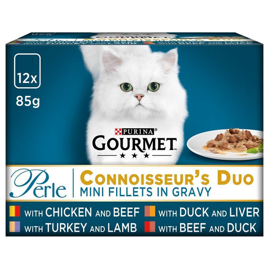 Purina Gourmet Perle Adult Wet Cat Food Pouches Connoisseur's Duo 12x85g, 24x85g