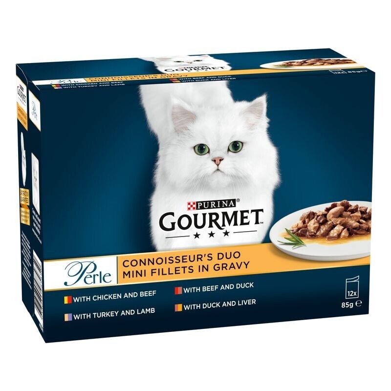 Purina Gourmet Perle Adult Wet Cat Food Pouches Connoisseur's Duo 12x85g, 24x85g