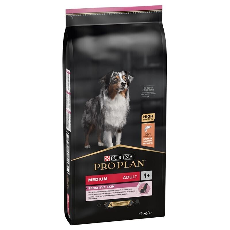 Purina Pro Plan Medium +1 Adult Sensitive Skin Dry Food Dog - Salmon 3kg , 14kg