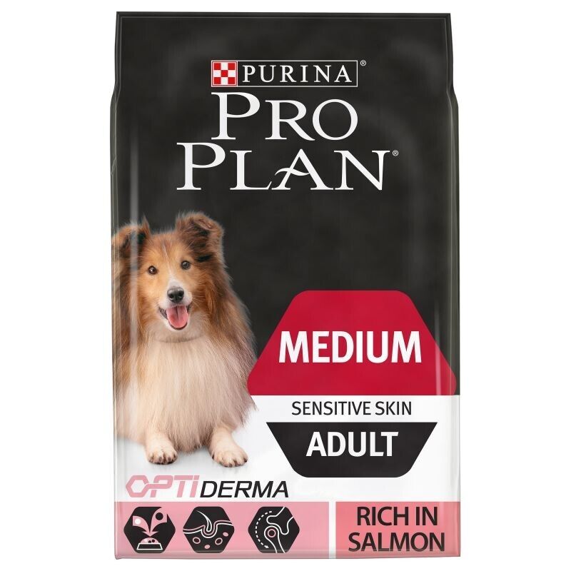 Purina Pro Plan Medium +1 Adult Sensitive Skin Dry Food Dog - Salmon 3kg , 14kg