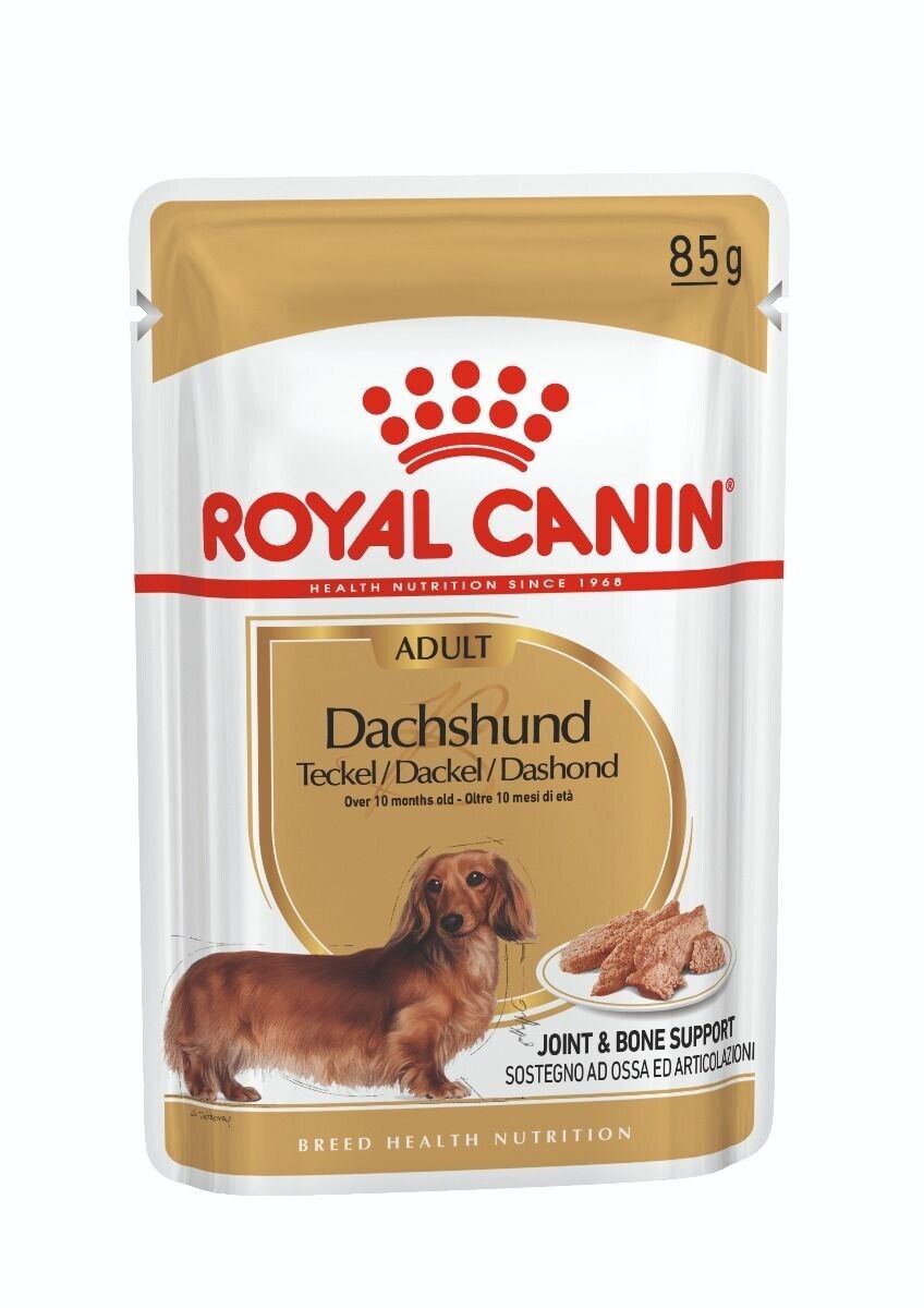 Royal Canin Adult Dachshund Wet Dog Food (in Loaf) Pouches - 12x85g, 24x85g