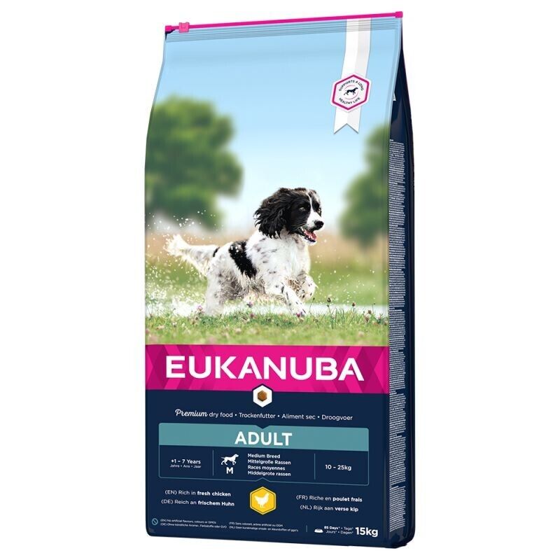 Eukanuba Medium Breed Dry Dog Food Active Adult Rich in Chicken - 2kg, 4 kg, 15kg
