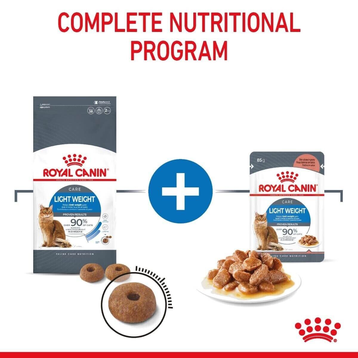 Royal Canin Light Weight Care Adult Wet Cat Food Pouches in Gravy 12x85g, 48x85g