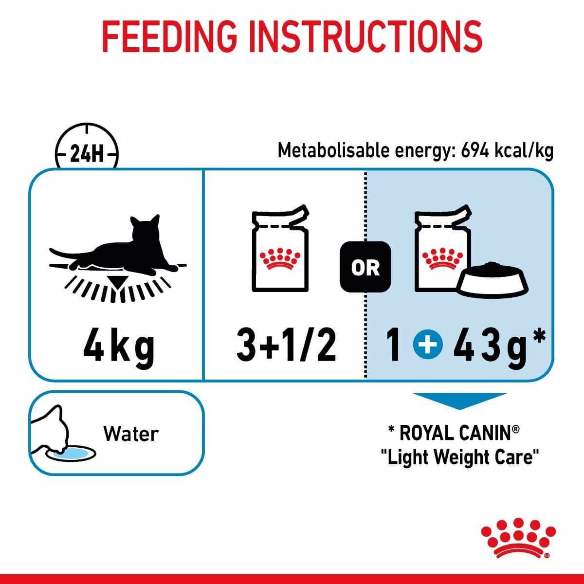Royal Canin Light Weight Care Adult Wet Cat Food Pouches in Gravy 12x85g, 48x85g