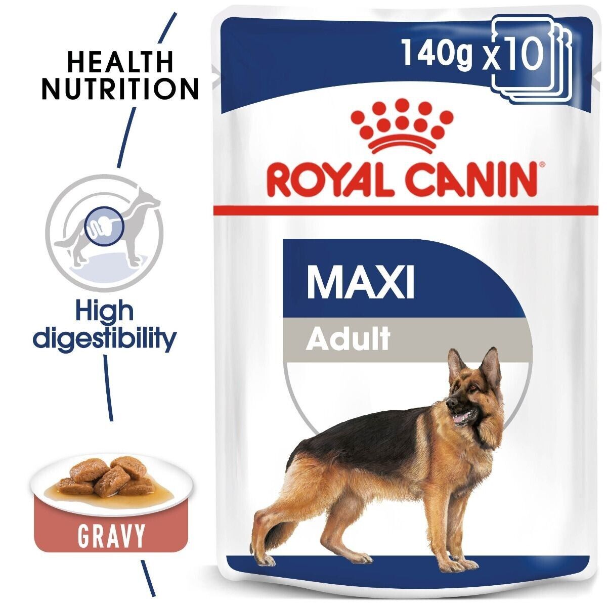 Royal Canin Maxi Adult Wet Dog Food (in Gravy) Pouches - 10x140g, 40x140g