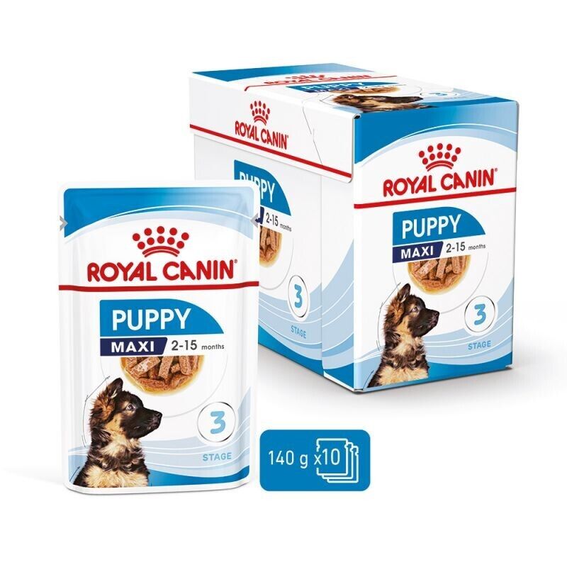 Royal Canin Maxi Puppy Wet Food Dog (in Gravy) - 10x140g , 40x140g Pouches