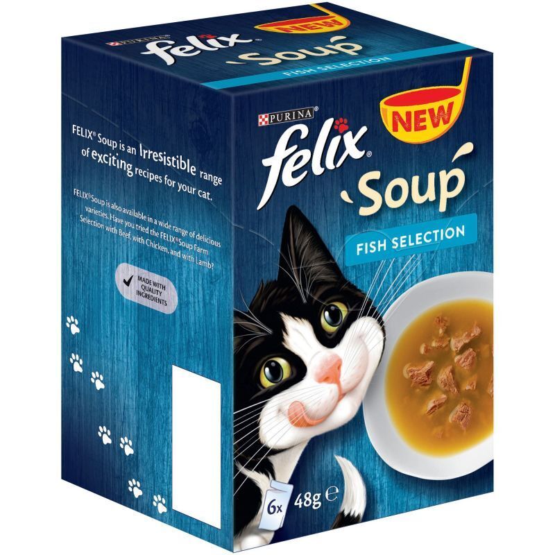 Felix Adult Cat Soup Complementary Food Tasty Snack Treats Wet Food 48x48g