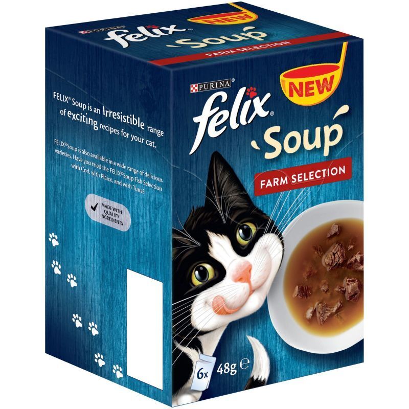 Felix Adult Cat Soup Complementary Food Tasty Snack Treats Wet Food 48x48g
