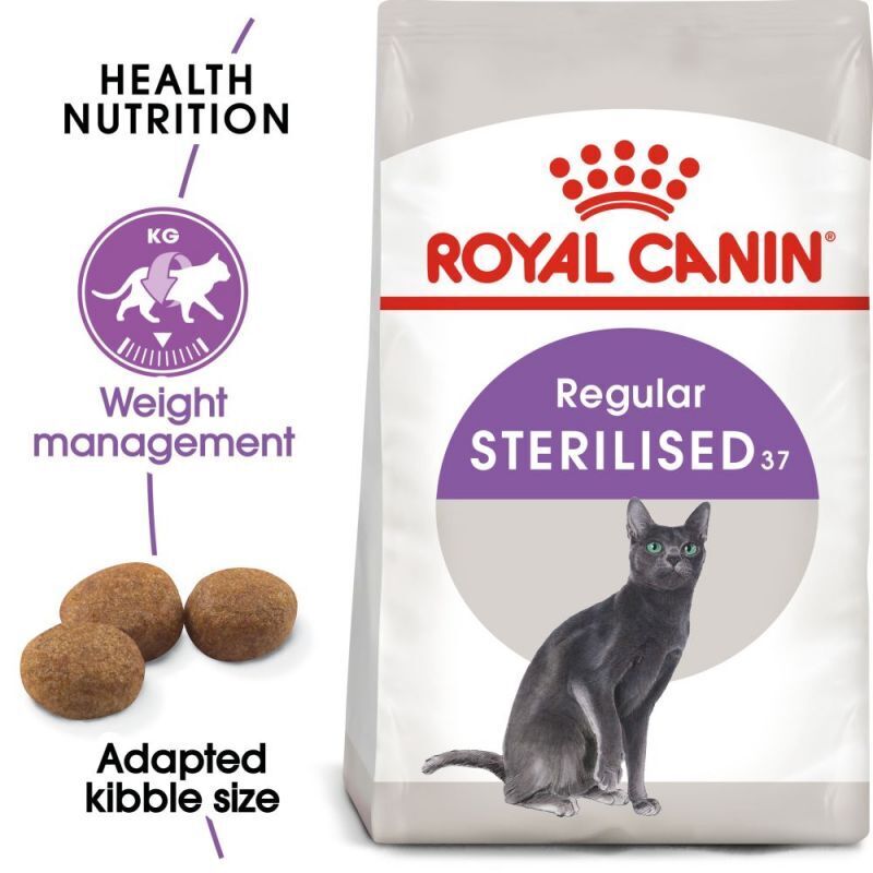 ROYAL CANIN Regular Sterilised 37 Dry Cat Food Healthy Digestion 2kg-4kg-10kg