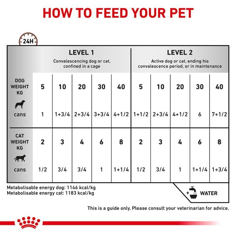 Royal Canin Veterinary Diet Dog – Recovery 12x195g / 24 x 195g Wet Dog Food