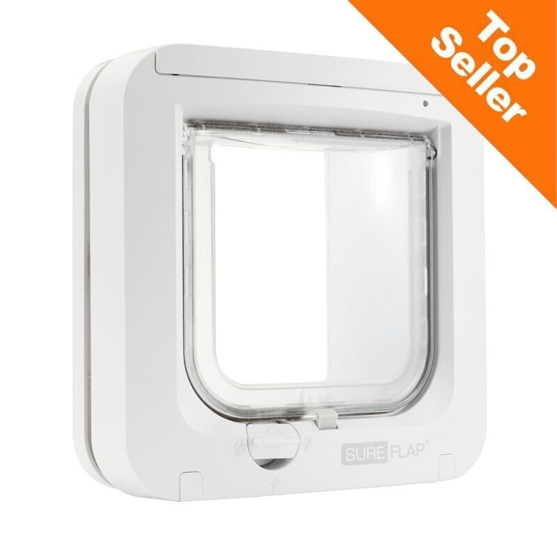 SureFlap Microchip Cat Flap Electronic Cat Door Locker - White / Brown