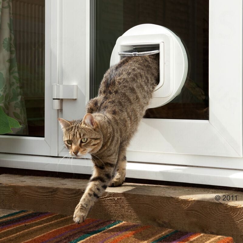 SureFlap Microchip Cat Flap Electronic Cat Door Locker - White / Brown