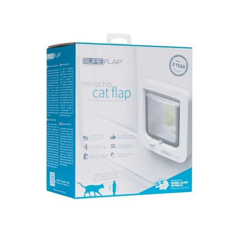 SureFlap Microchip Cat Flap Electronic Cat Door Locker - White / Brown
