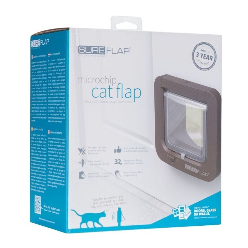 SureFlap Microchip Cat Flap Electronic Cat Door Locker - White / Brown