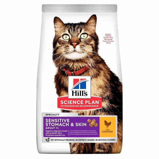 Hill's Science Plan Adult 1+ Sensitive Stomach & Skin Dry Cat Chicken 1.5kg, 7kg