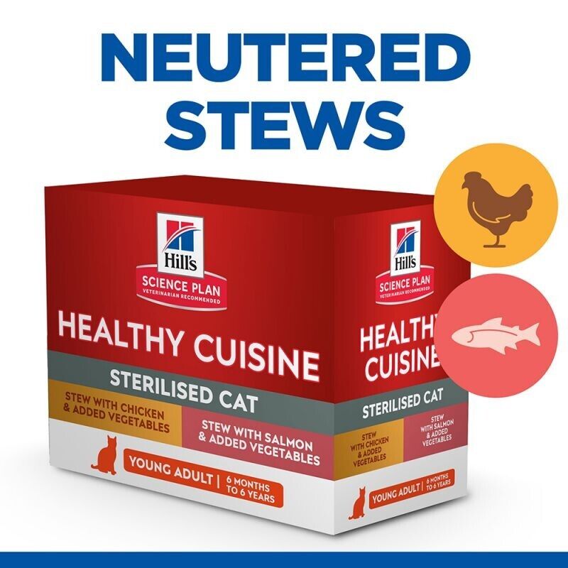 Hill's Science Plan Healthy Cuisine Chicken&Salmon Wet Adult Cat Food 12 x 80g , 24 x 80g