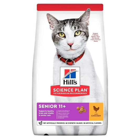 Hill's Science Plan Senior 11+ Dry Cat Food Chicken Flavour - 1.5kg, 3kg, 7kg