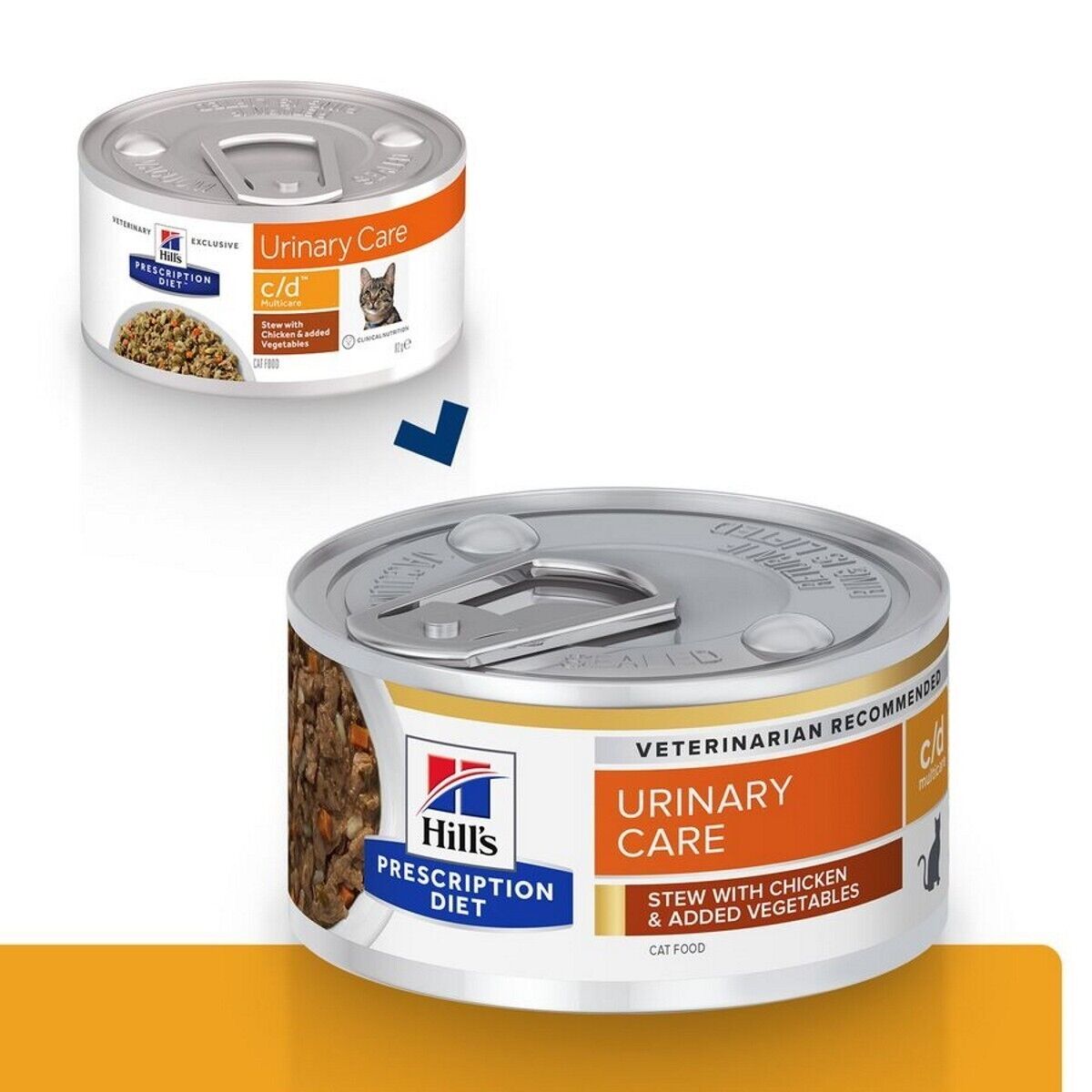 Hill's Prescription Diet C/D Tins Urinary Care for Cats with Chicken & Vegetables 24x82g