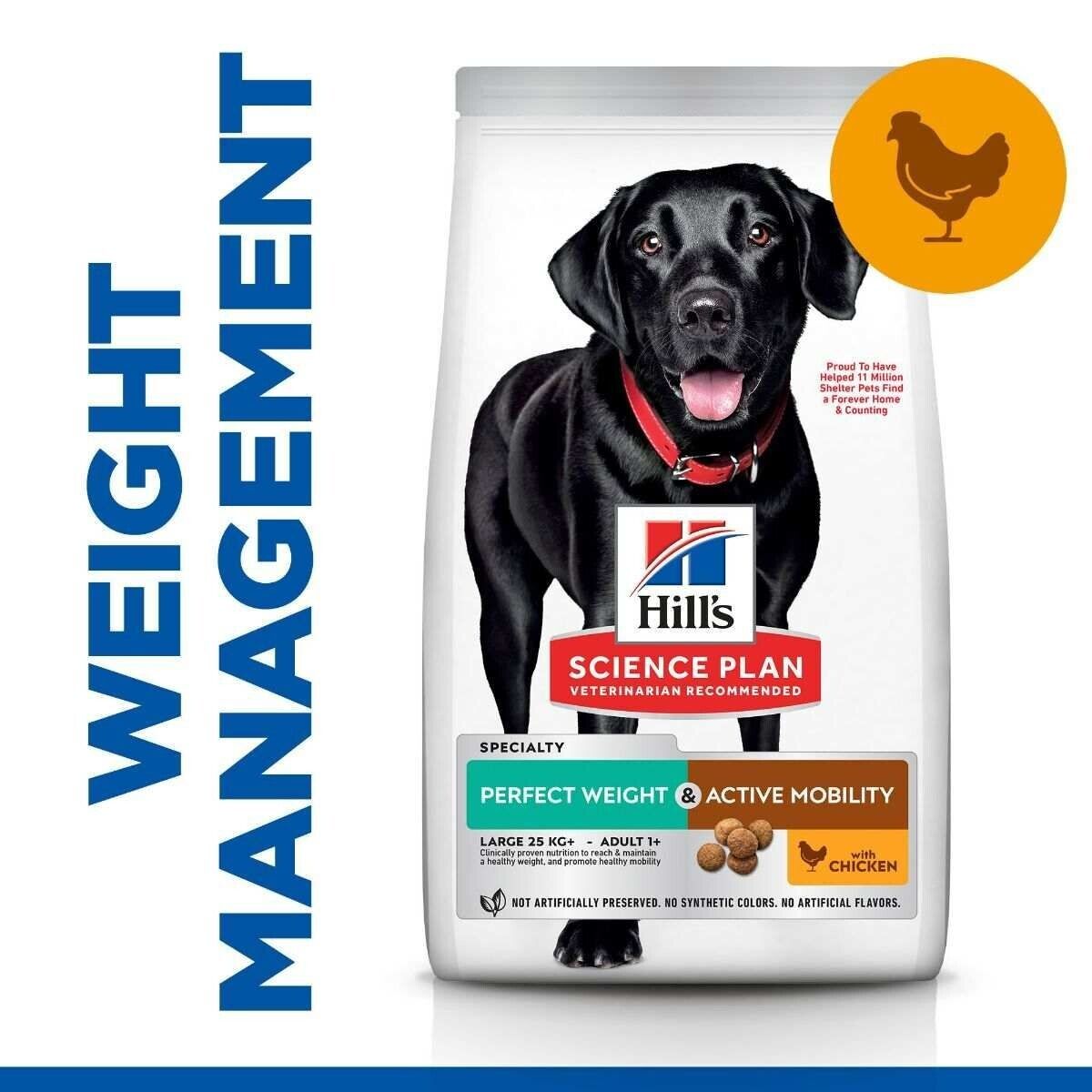 Hill’s Science Plan Adult 1+ Perfect Weight &Active Mobility Large 12 kg Chicken