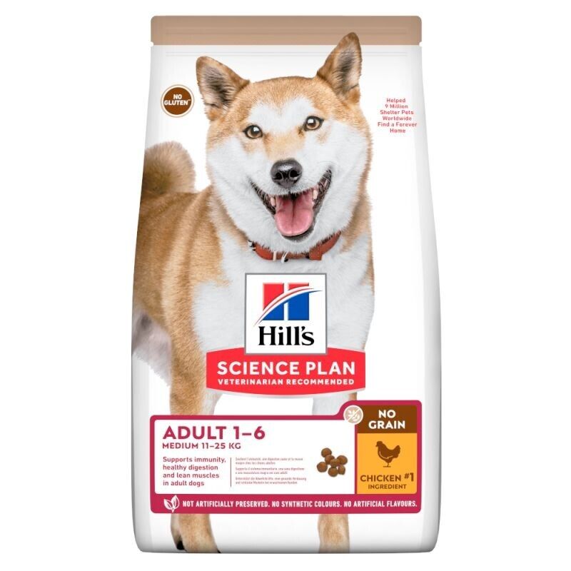 Hill’s Science Plan Adult 1-6 No Grain Medium Dog Dry Food Chicken - 2.5kg, 5kg , 14kg