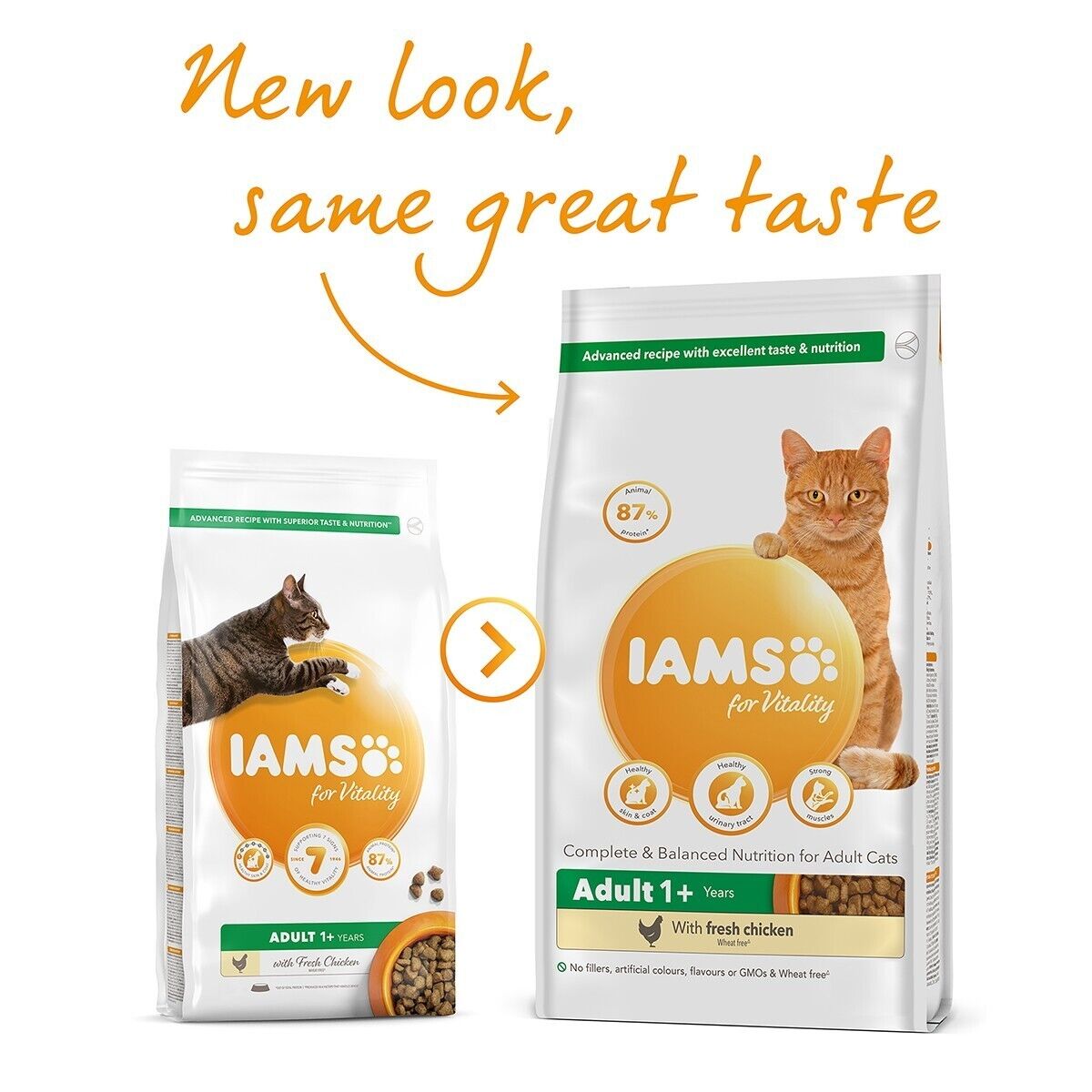 Iams for Vitality Adult Cat Food with Fresh Chicken 3 kg , 6 kg , 10 kg