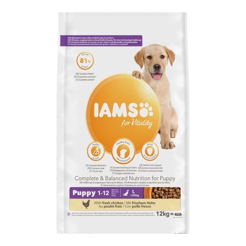 IAMS for Vitality Puppy & Junior Large Dog Dry Food with Fresh Chicken 12kg