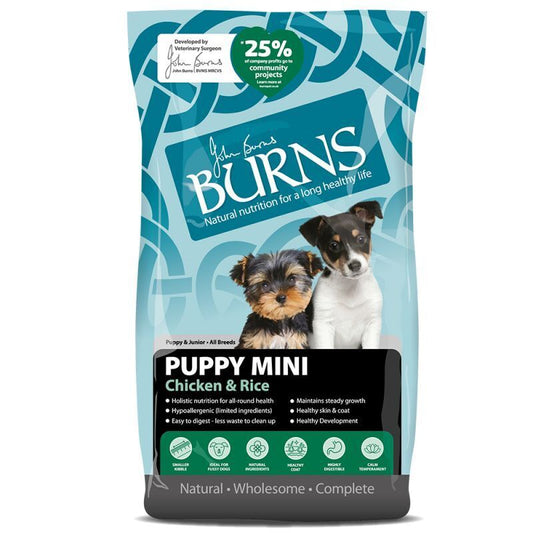 Burns Mini Puppy Junior Dry Dog Food Complete Original Chicken & Rice 2kg , 6kg , 12kg