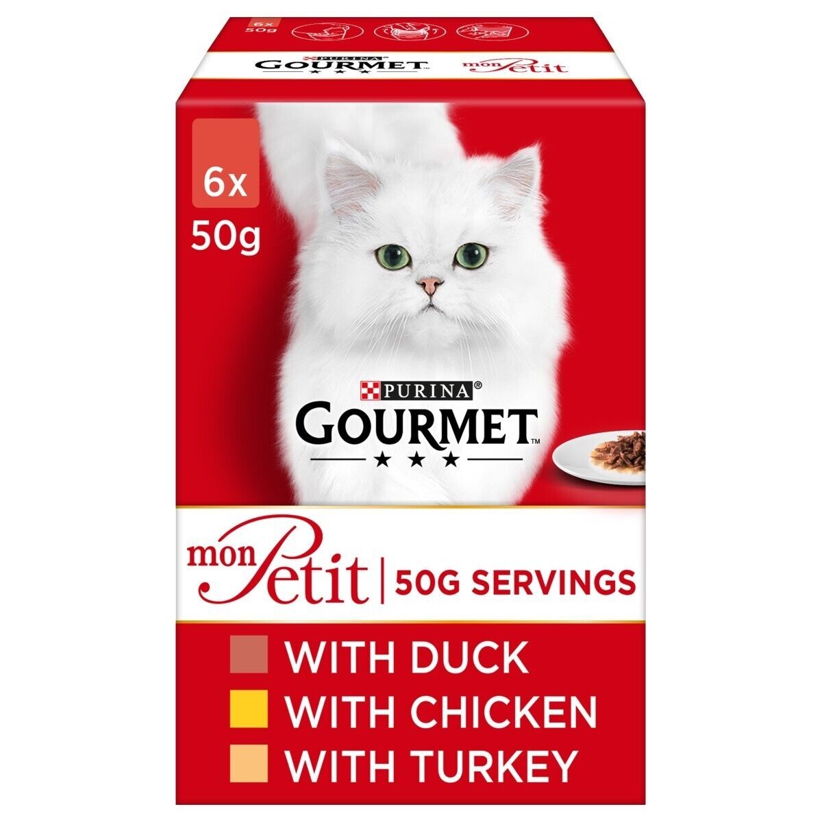 Purina Gourmet Mon Petit Wet Cat Food (Duck, Chicken & Turkey) - 6 x 50g