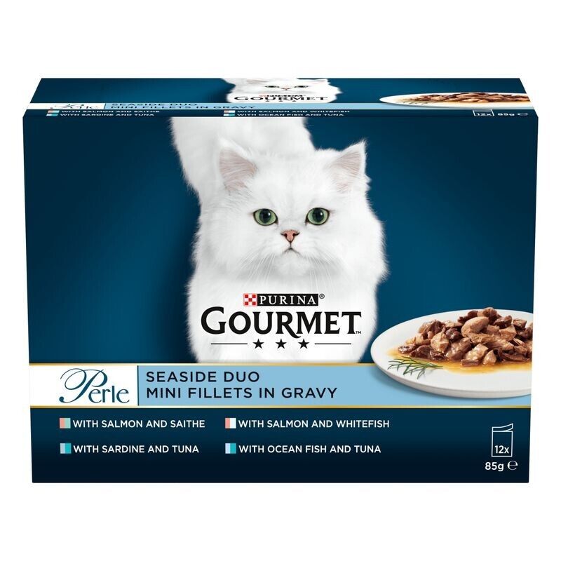 Purina Gourmet Perle Adult Cat Food Pouches Seaside Duo 12x85g, 24x85g, 96x85g