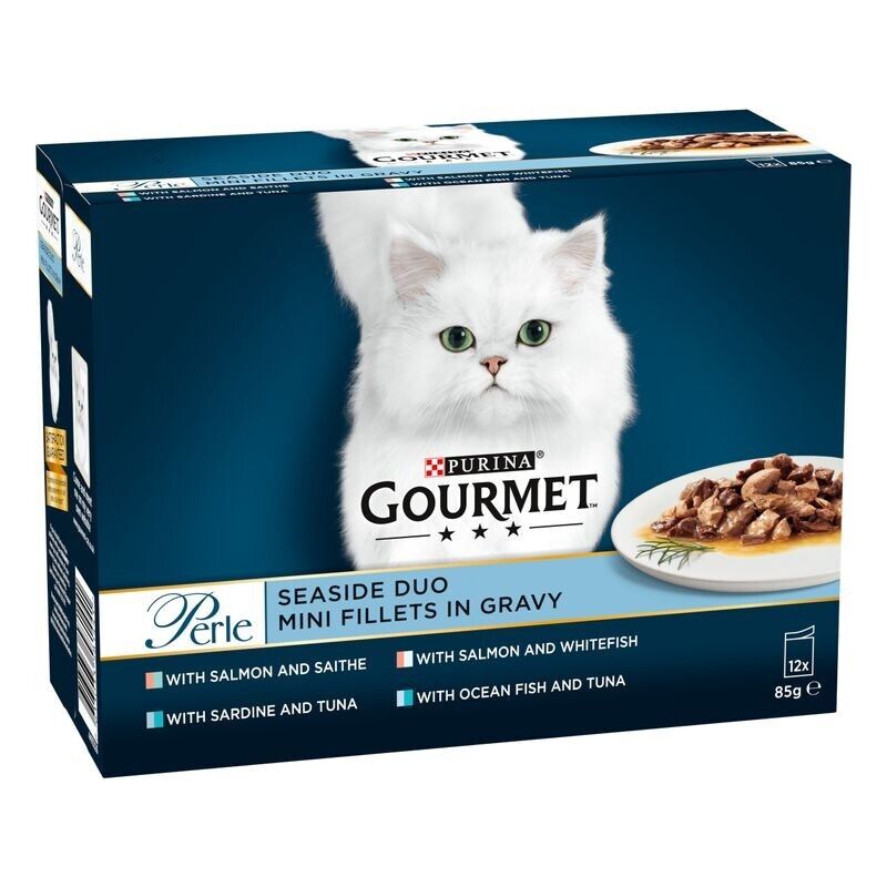 Purina Gourmet Perle Adult Cat Food Pouches Seaside Duo 12x85g, 24x85g, 96x85g