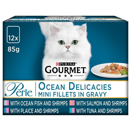 Purina Gourmet Perle Adult Wet Cat Food Pouches Ocean Delicacies 12x85g, 24x85g