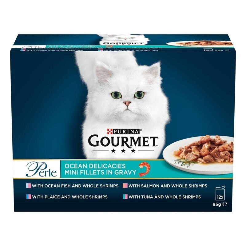 Purina Gourmet Perle Adult Wet Cat Food Pouches Ocean Delicacies 12x85g, 24x85g