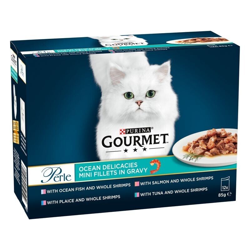 Purina Gourmet Perle Adult Wet Cat Food Pouches Ocean Delicacies 12x85g, 24x85g