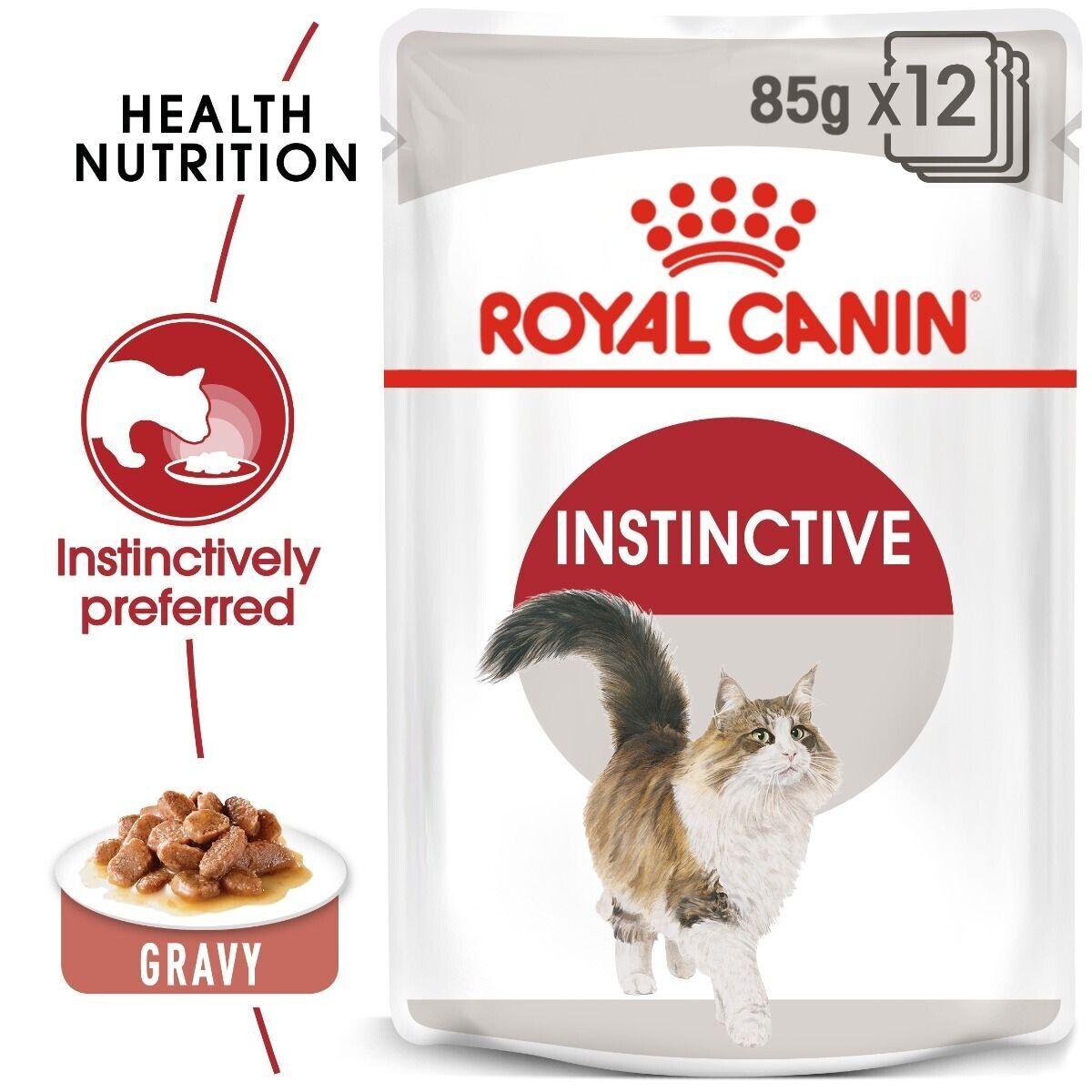 Royal Canin Instinctive Adult Wet Cat Food (in Gravy) - 12x85g Pouches