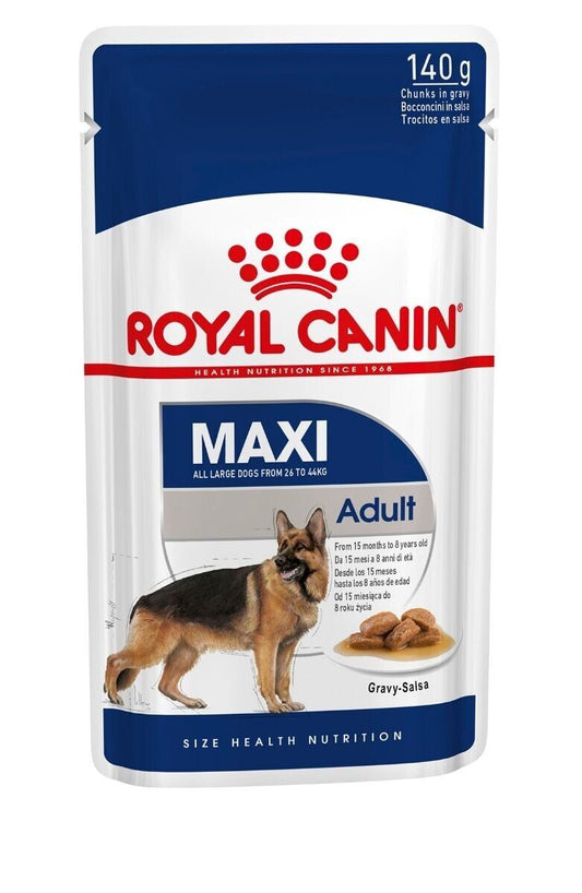 Royal Canin Maxi Adult Wet Dog Food (in Gravy) Pouches - 10x140g, 40x140g