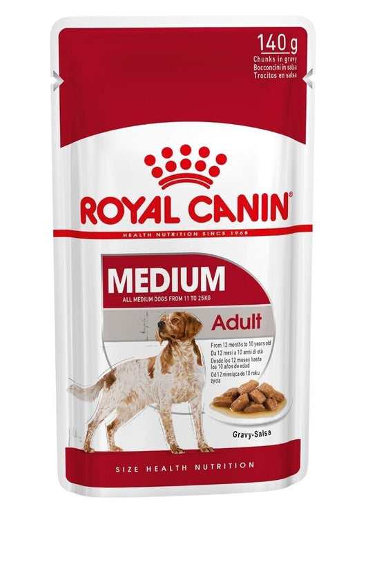 Royal Canin Medium Adult Wet Dog Food (in Gravy) - 10x140g, 40x140g  Pouches