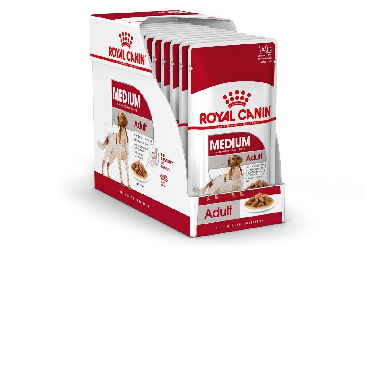 Royal Canin Medium Adult Wet Dog Food (in Gravy) - 10x140g, 40x140g  Pouches