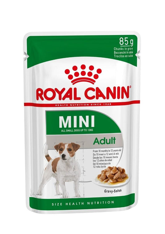 Royal Canin Mini Adult Wet Dog Food (in Gravy) - 12x85g, 24x85g, 48x85g Pouches