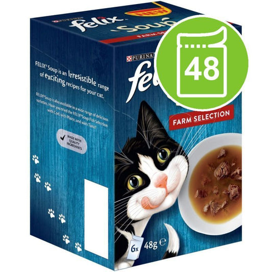 Felix Adult Cat Soup Complementary Food Tasty Snack Treats Wet Food 48x48g