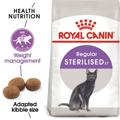 ROYAL CANIN Regular Sterilised 37 Dry Cat Food Healthy Digestion 2kg-4kg-10kg