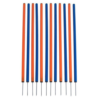 12 x Dog Agility Weave Poles Training Obstacles Slalom Equipment - Blue & Orange