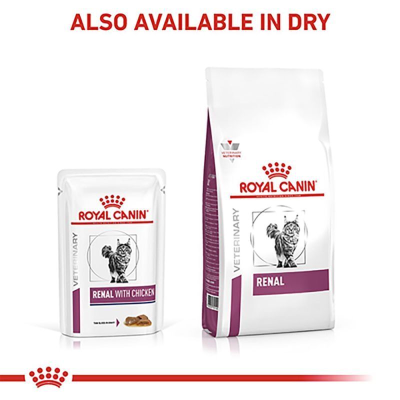 Royal Canin Veterinary Diets Renal Cat Food Pouches with Chicken, 12x85g / 48x85g