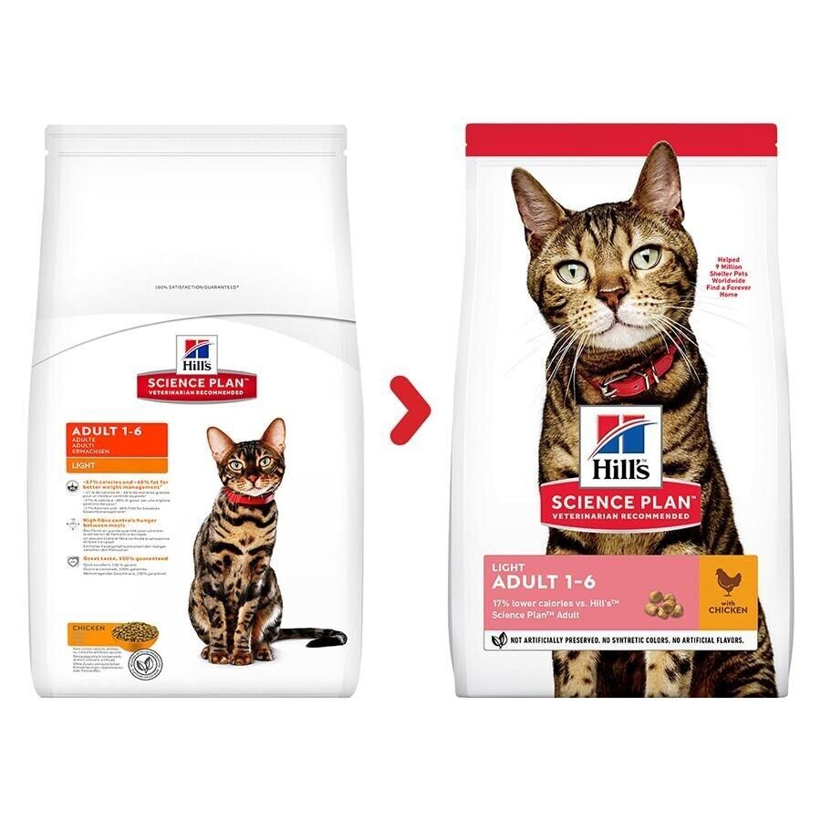 Hill's Science Plan Adult 1-6 Light Dry Cat Food Chicken - 1.5kg, 3kg, 7kg, 10kg