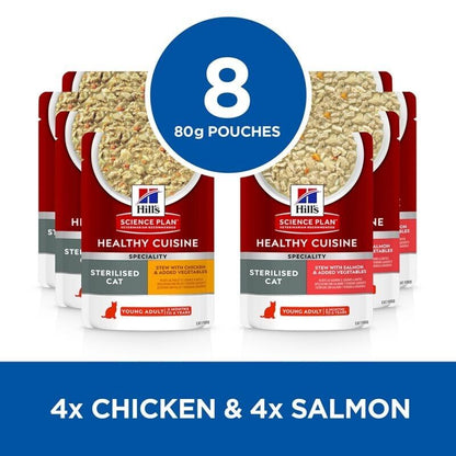 Hill's Science Plan Healthy Cuisine Chicken&Salmon Wet Adult Cat Food 12 x 80g , 24 x 80g