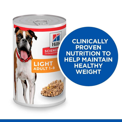 Hill's Science Plan Light Weight Control Adult Dog Food with Chicken 6 x 370g , 12x370g , 24 x 370g