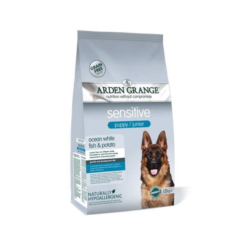 Arden Grange Sensitive Dry Food Puppy/Junior Ocean White Fish & Potato 2kg, 12kg