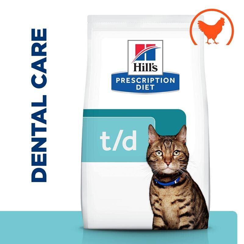 Hill's Prescription Diet T/D Feline Dental Health Dry Cat Food - 1.5kg , 3kg