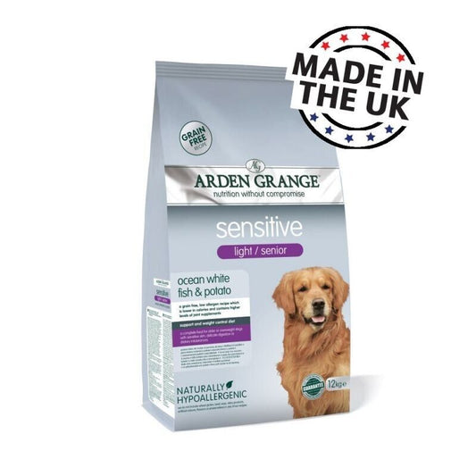 Arden Grange Sensitive Grain Free Light Senior Dry Dog Food Ocean Fish & Potato 2 kg , 12 kg