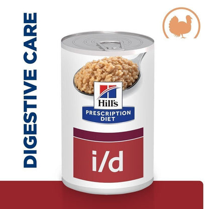 Hill's Prescription Diet Wet Dog Food i/d Digestive Care Turkey 12 - 24 Cans 360g
