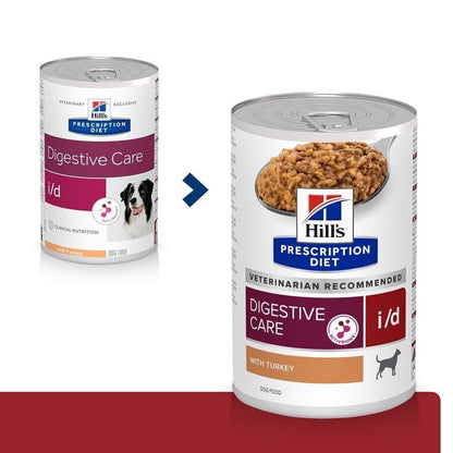 Hill's Prescription Diet Wet Dog Food i/d Digestive Care Turkey 12 - 24 Cans 360g